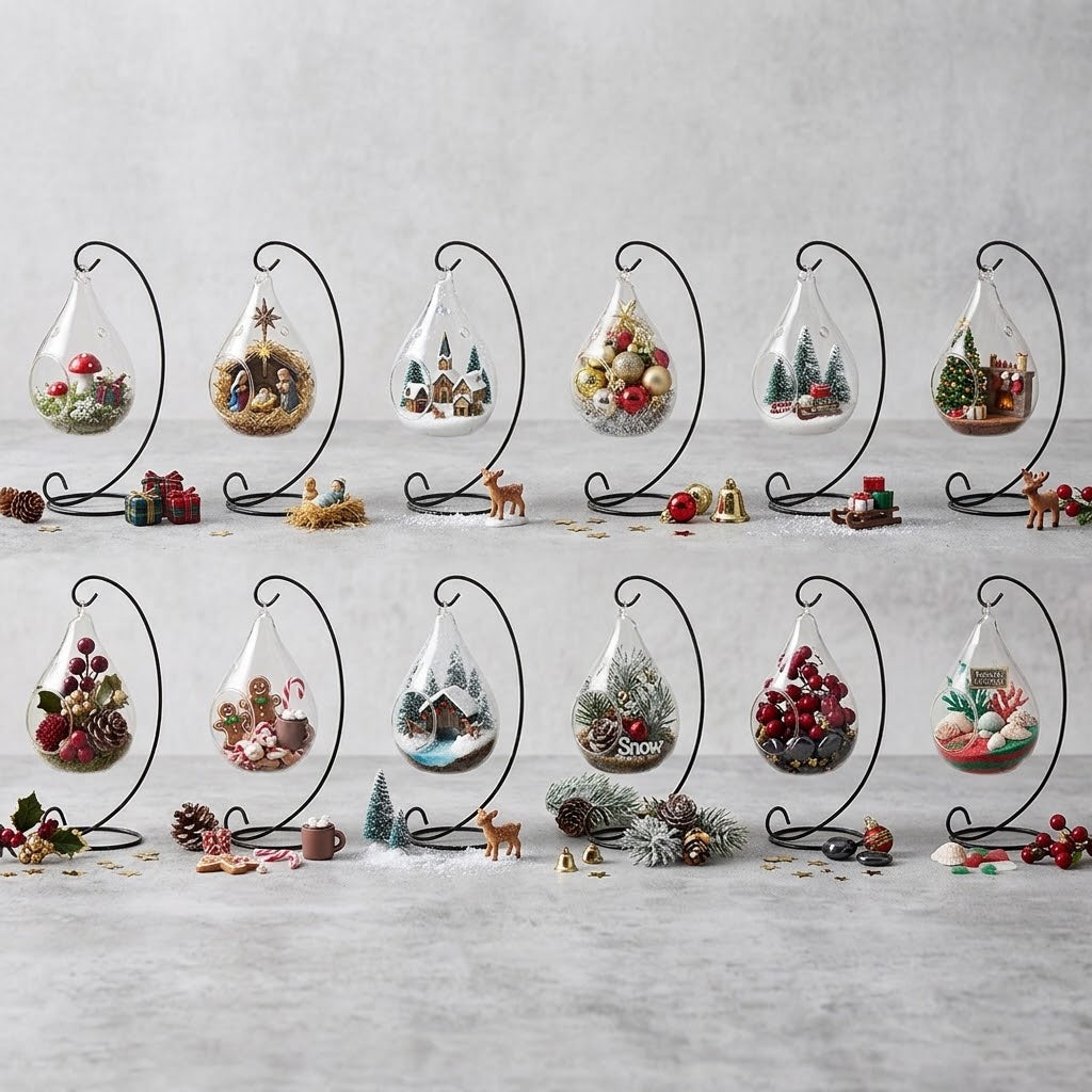 Hanging Teardrop Glass Terrarium with Stand — Hand-Blown Air Plant & Succulent Holder for DIY Kits, Home & Wedding Decor