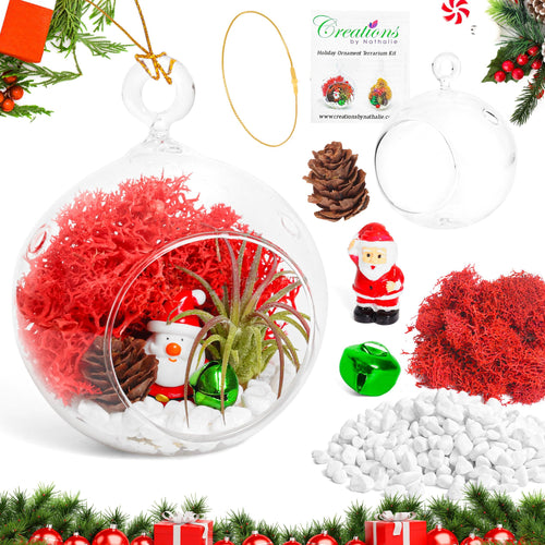 4" Glass Globe Holiday Ornament Terrarium Kit - Creations by Nathalie
