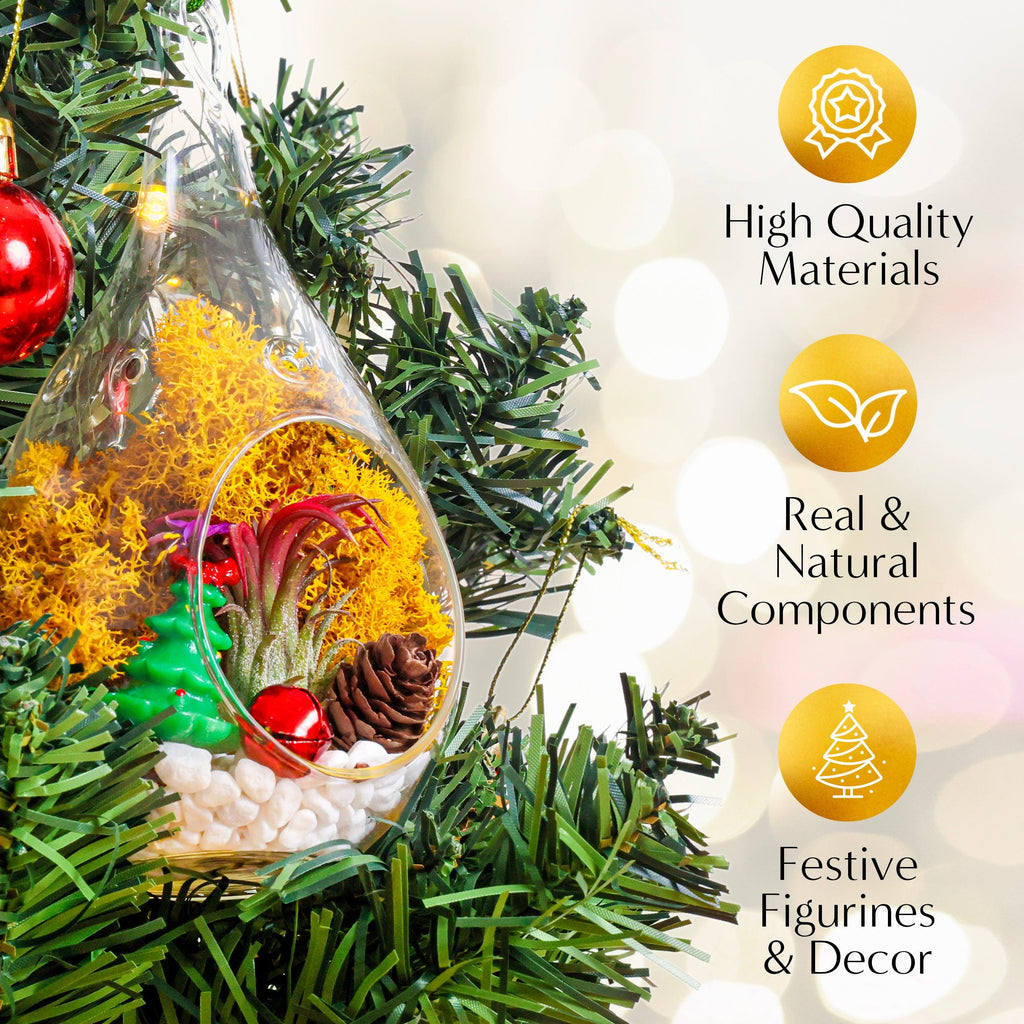5" Glass Teardrop Holiday Ornament Terrarium Kit - Creations by Nathalie