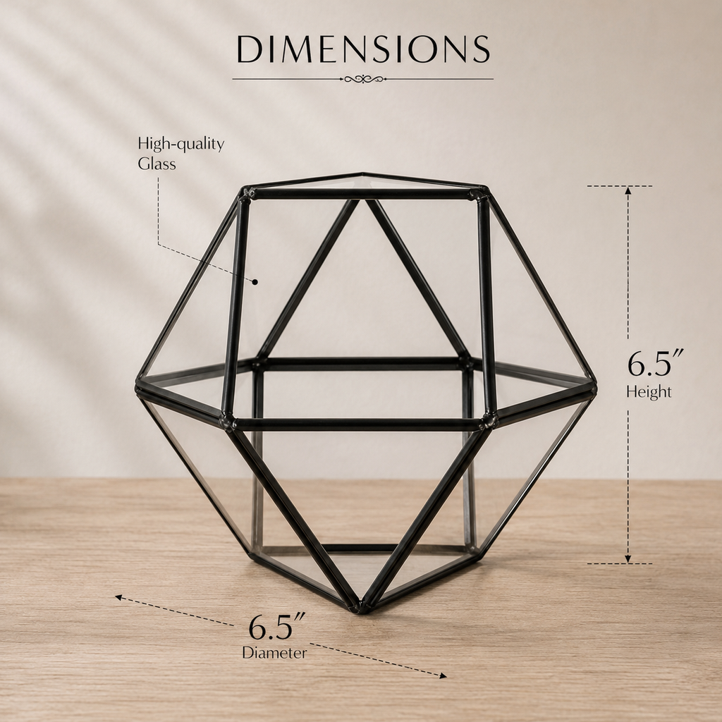 Geometric Glass Terrarium — Modern Tabletop Succulent Planter for Air Plants, DIY Terrarium Kits, Home & Office Decor