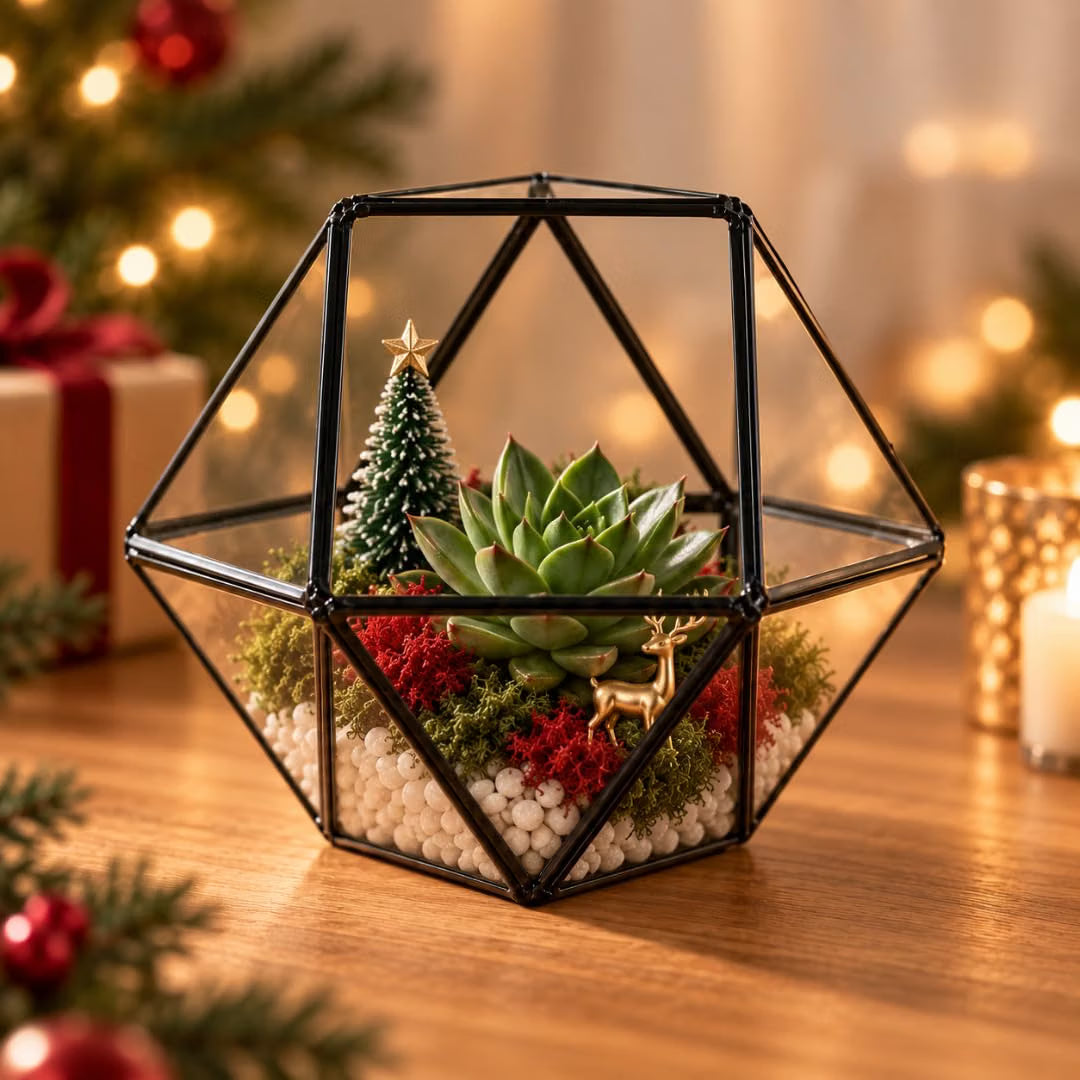 Geometric Glass Terrarium — Modern Tabletop Succulent Planter for Air Plants, DIY Terrarium Kits, Home & Office Decor