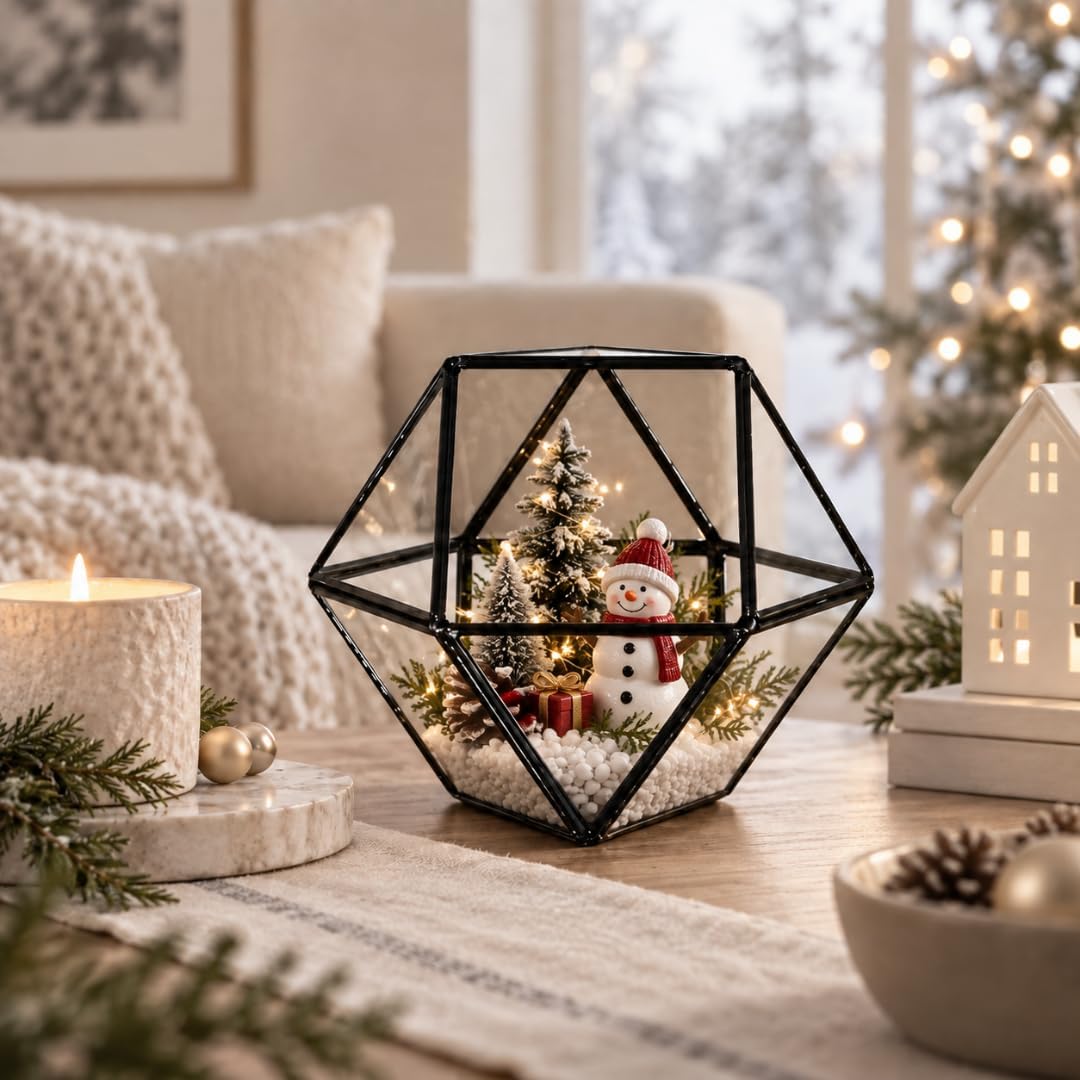 Geometric Glass Terrarium — Modern Tabletop Succulent Planter for Air Plants, DIY Terrarium Kits, Home & Office Decor