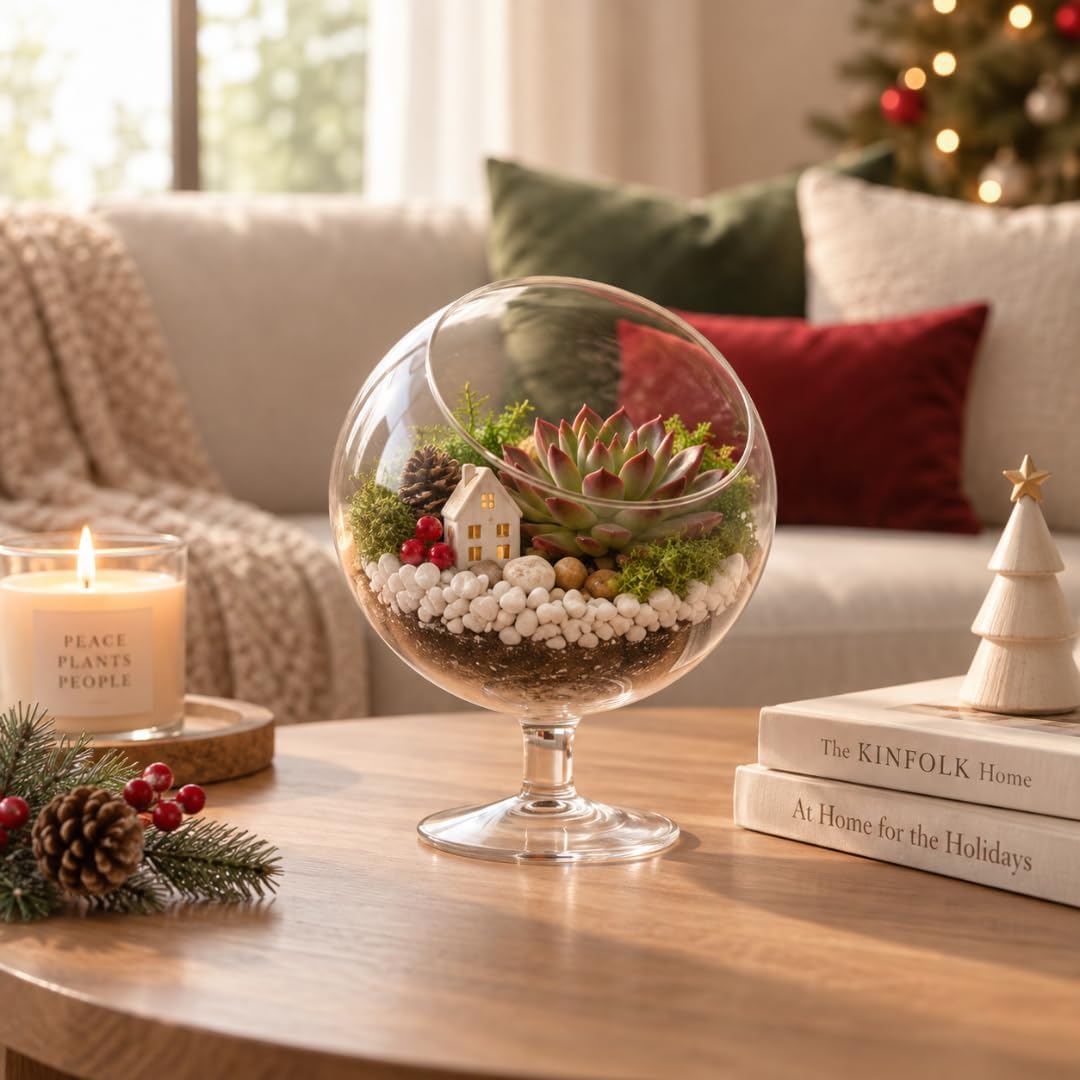 Chalice Glass Terrarium Bowl — 5" Open Succulent Planter Vase for Air Plants, DIY Terrarium, Wedding & Home Decor