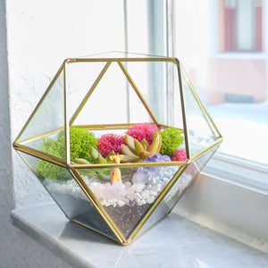 7” Geometric Gold Glass Succulent Terrarium Kit - Creations by Nathalie