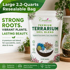 Terrarium Soil Mix — Well-Draining Succulent & Cactus Potting Soil, 2.2 QT | Natural Pine Bark, Peat & Coarse Sand Indoor Planting Blend