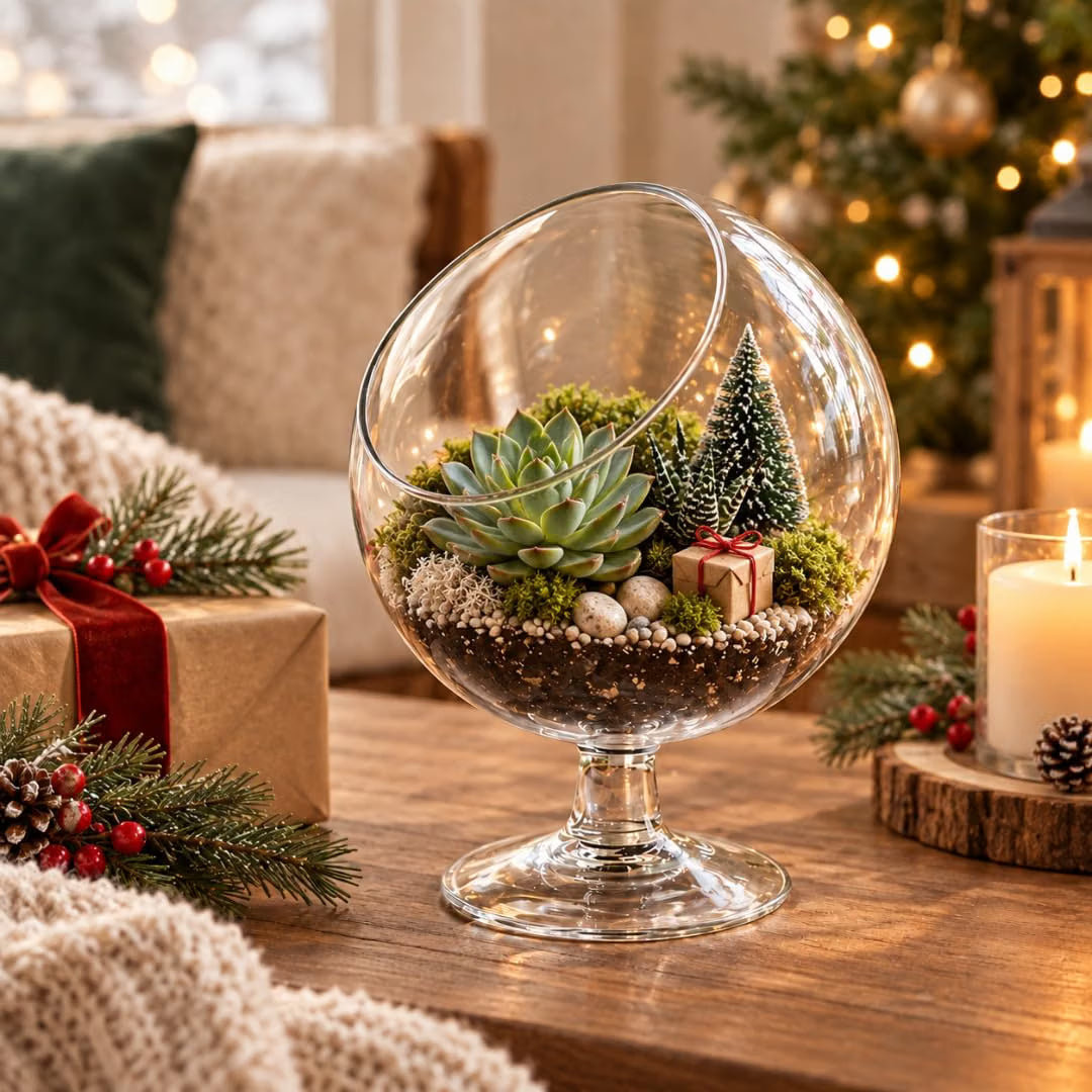 Chalice Glass Terrarium Bowl — 5" Open Succulent Planter Vase for Air Plants, DIY Terrarium, Wedding & Home Decor