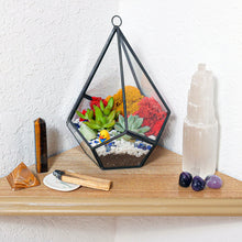 Load image into Gallery viewer, 8” Geometric Black Tear Glass Succulent Terrarium Kit - Creations by Nathalie