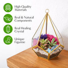 Load image into Gallery viewer, 8” Geometric Gold Tear Glass Succulent Terrarium Kit - Creations by Nathalie