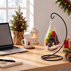 Hanging Teardrop Glass Terrarium with Stand — Hand-Blown Air Plant & Succulent Holder for DIY Kits, Home & Wedding Decor