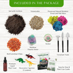 DIY Terrarium Kit for Succulents, Cacti and Air Plants, Handmade Plant Starter Kit with Soil, Moss, Pebbles and Tools