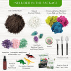 DIY Terrarium Kit for Succulents, Cacti and Air Plants, Handmade Plant Starter Kit with Soil, Moss, Pebbles and Tools