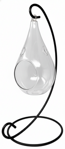 Hanging Teardrop Glass Terrarium with Stand: Air Plant & Succulent Holder