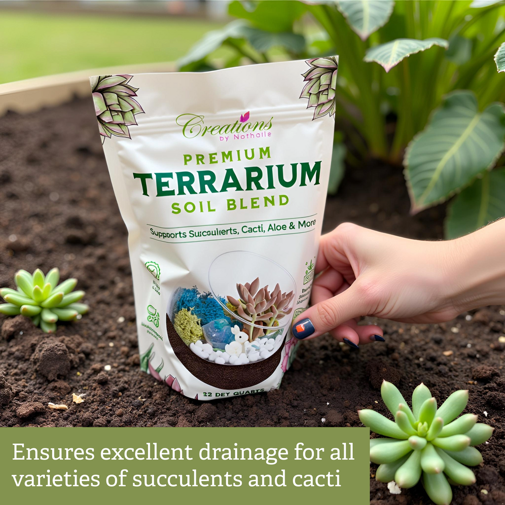 Terrarium Soil Mix — Well-Draining Succulent & Cactus Potting Soil, 2.2 QT | Natural Pine Bark, Peat & Coarse Sand Indoor Planting Blend
