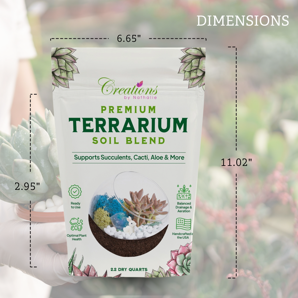 Terrarium Soil Mix — Well-Draining Succulent & Cactus Potting Soil, 2.2 QT | Natural Pine Bark, Peat & Coarse Sand Indoor Planting Blend