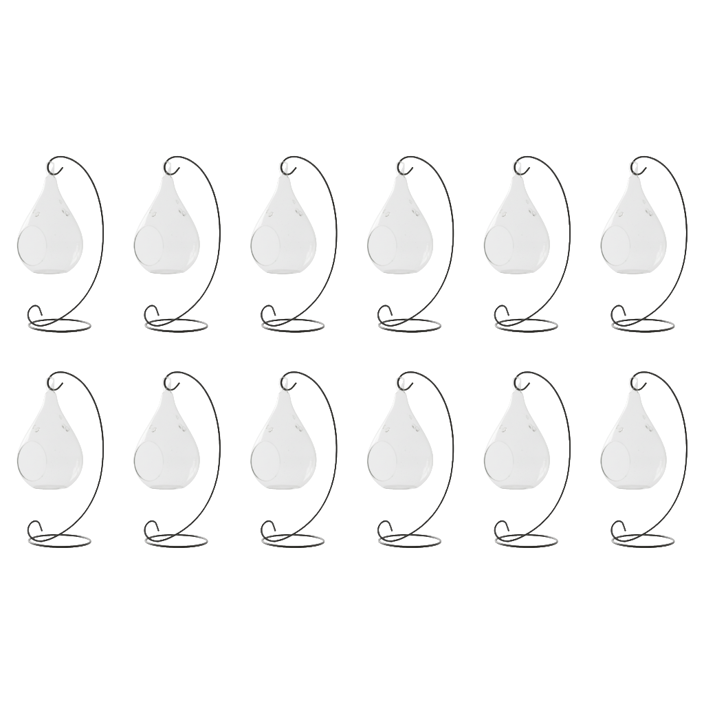Hanging Teardrop Glass Terrarium with Stand — Hand-Blown Air Plant & Succulent Holder for DIY Kits, Home & Wedding Decor