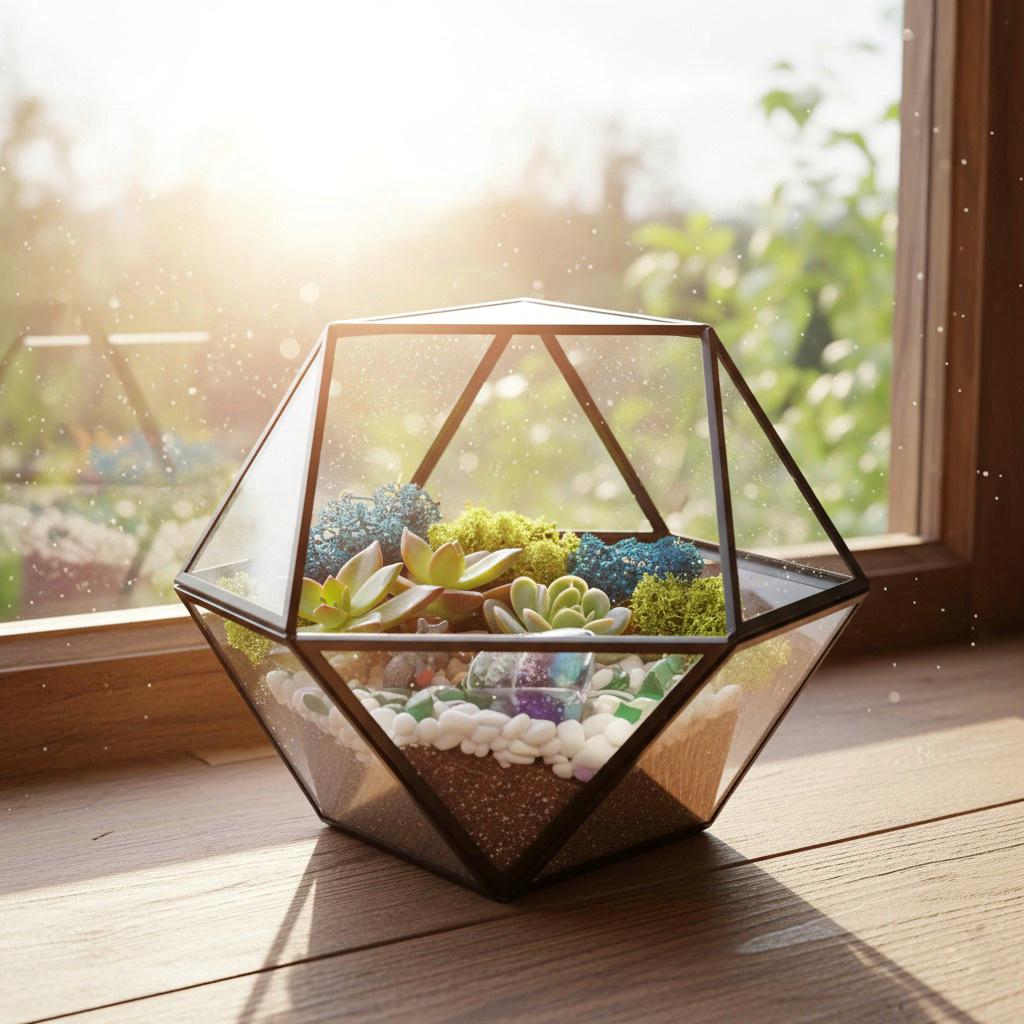 Geometric Glass Terrarium — Modern Tabletop Succulent Planter for Air Plants, DIY Terrarium Kits, Home & Office Decor
