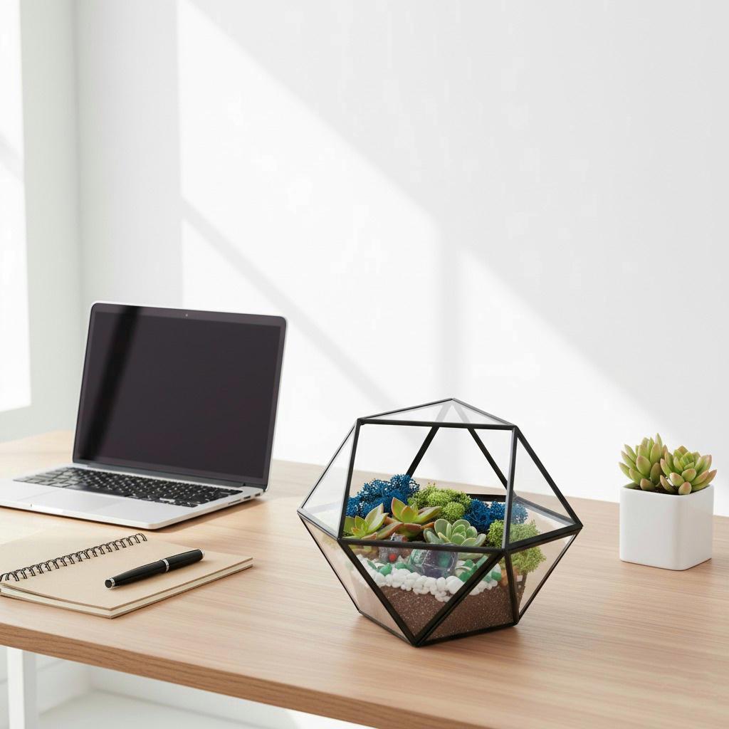 Geometric Glass Terrarium — Modern Tabletop Succulent Planter for Air Plants, DIY Terrarium Kits, Home & Office Decor