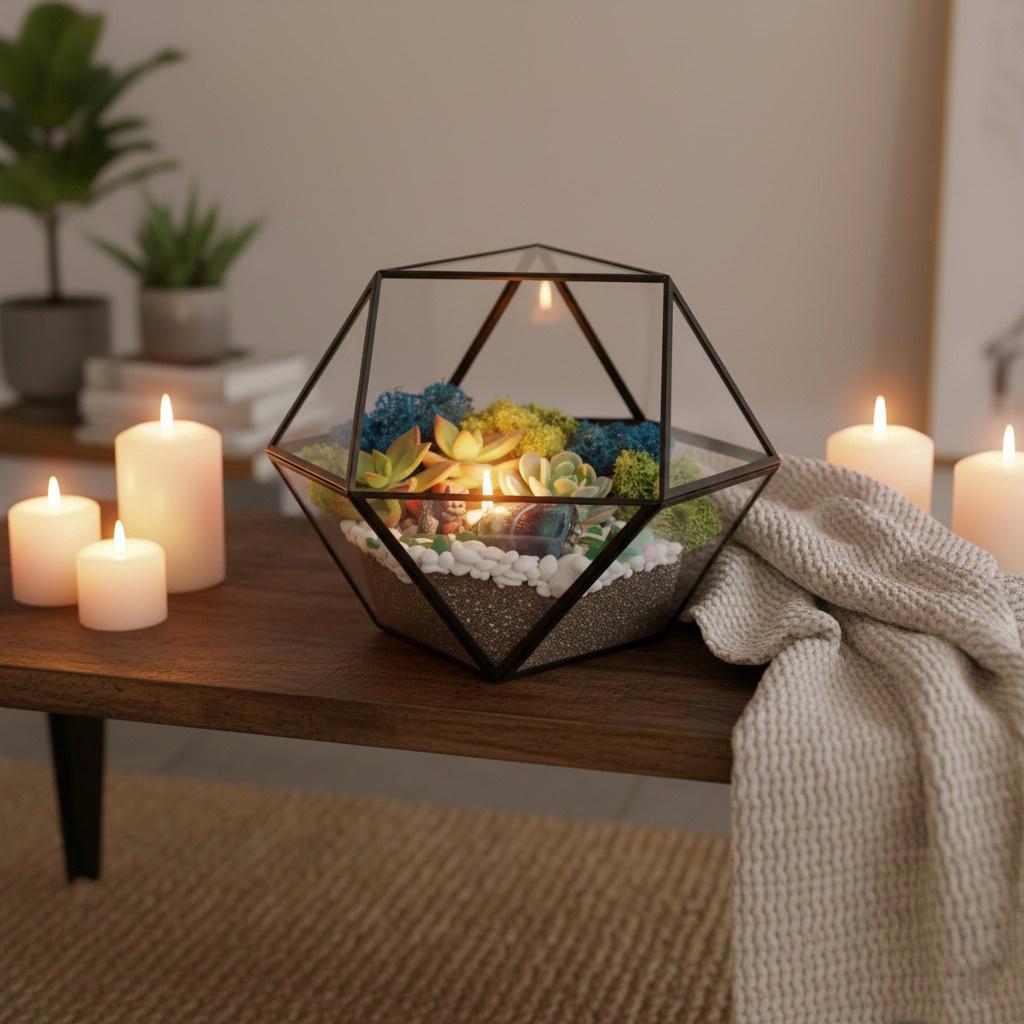Geometric Glass Terrarium — Modern Tabletop Succulent Planter for Air Plants, DIY Terrarium Kits, Home & Office Decor