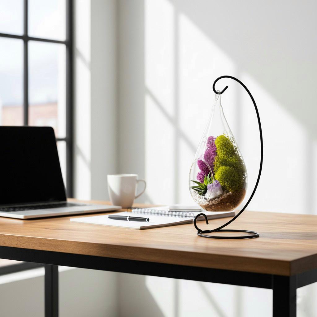 Hanging Teardrop Glass Terrarium with Stand — Hand-Blown Air Plant & Succulent Holder for DIY Kits, Home & Wedding Decor