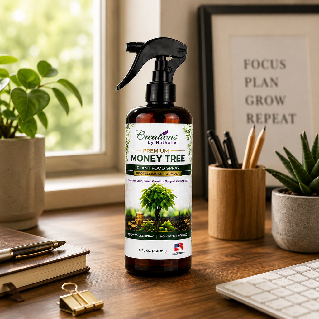 Creations by Nathalie Money Tree Plant Food Spray, Ready-to-Use Liquid Fertilizer for Indoor Plants, Indoor Plant Food for Houseplants, Plant Food for Indoor Plants, House Plant Food, 8 Fl Oz