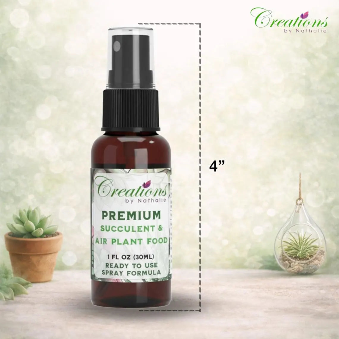 Succulent & Air Plant Fertilizer Spray — Ready-to-Use Liquid Plant Food for Terrariums, Indoor Plants & DIY Kits