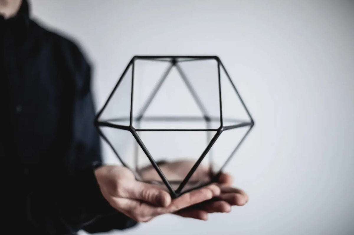 Geometric Glass Terrarium — Modern Tabletop Succulent Planter for Air Plants, DIY Terrarium Kits, Home & Office Decor