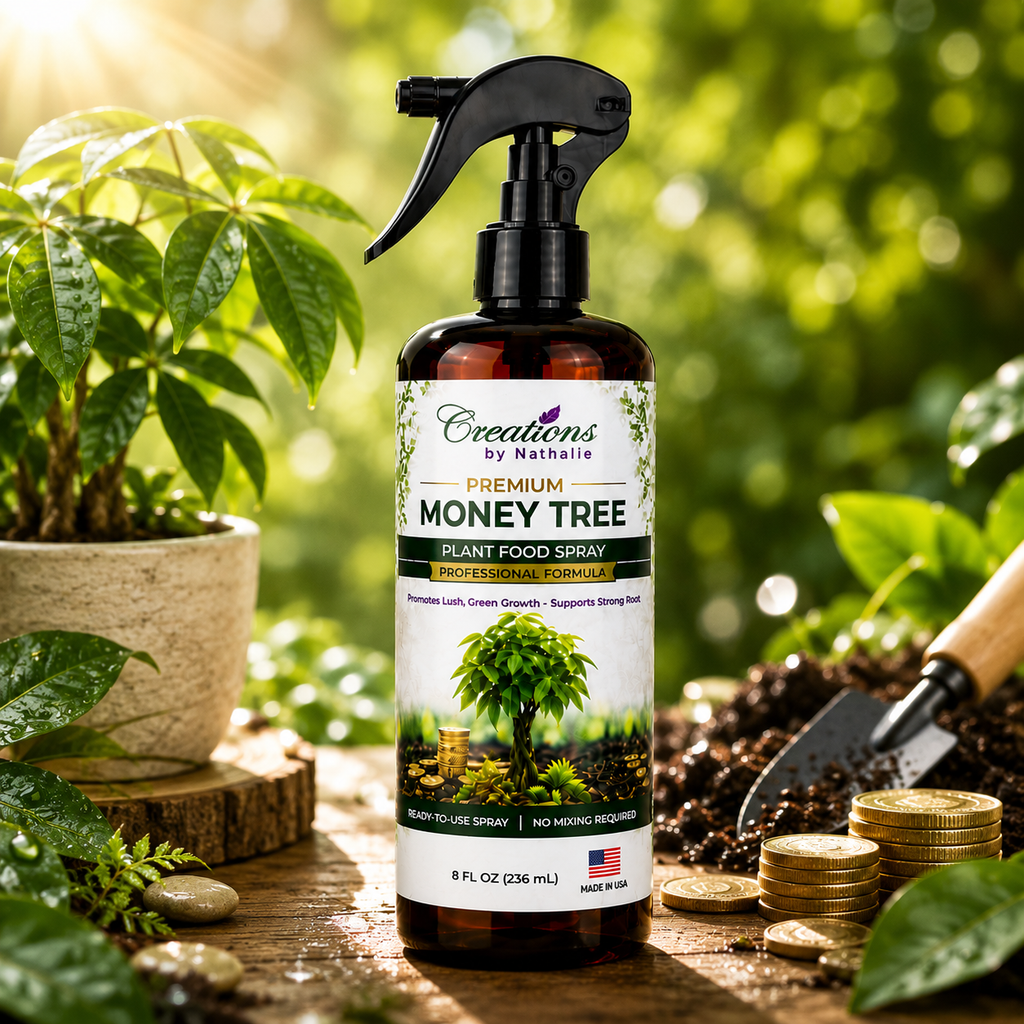 Creations by Nathalie Money Tree Plant Food Spray, Ready-to-Use Liquid Fertilizer for Indoor Plants, Indoor Plant Food for Houseplants, Plant Food for Indoor Plants, House Plant Food, 8 Fl Oz