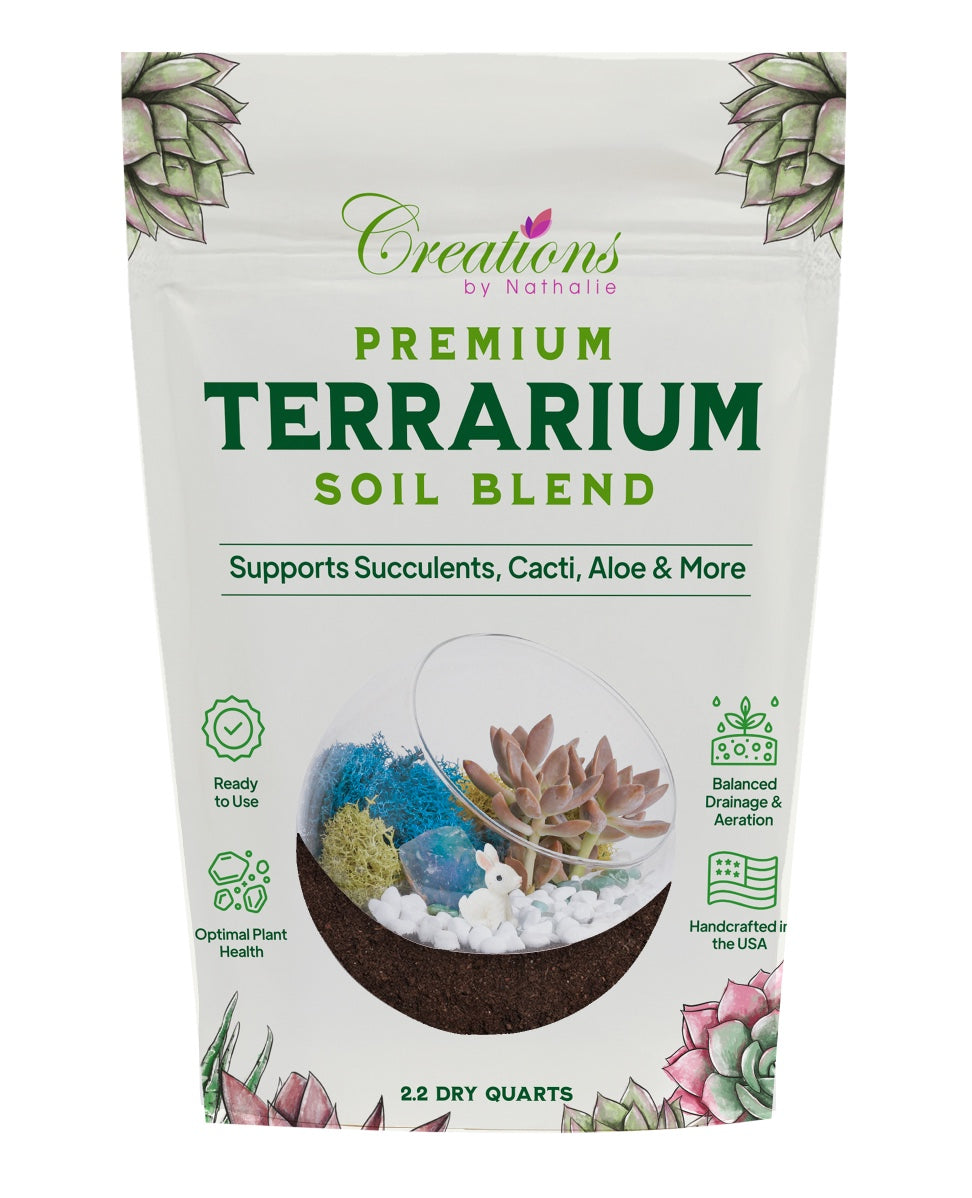 Terrarium Soil Mix — Well-Draining Succulent & Cactus Potting Soil, 2.2 QT | Natural Pine Bark, Peat & Coarse Sand Indoor Planting Blend